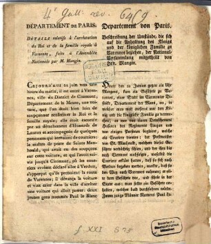 Details relatifs à l'arrestation du roi ... à Varenne