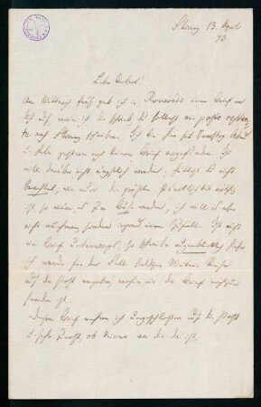 Brief vom 13. April 1870