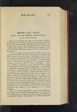 British East Africa.