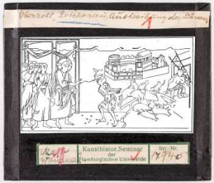 Reichenau, Oberzell, St. Georg: Wandgemälde an der Mittelschiffs-Hochwand, Austreibung der Dämonen, Umzeichnung