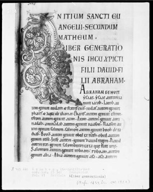 Evangeliar — Initiale L(iber generationis), Folio 11recto