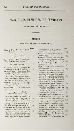 Table des Mémoires et Ouvrages.