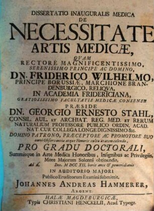 Diss. inaug. med. de necessitate artis medicae