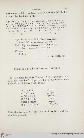 Inschriften aus Sykamino und Limogardi