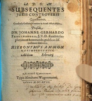 Subsequentes iuris controversi quaestiones