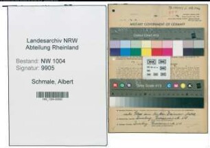 Entnazifizierung Albert Schmale , geb. 21.06.1907 (Postschaffner)