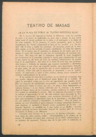 De la plaza de toros al teatro sintético ruso