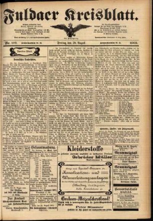 Zweite Ausgabe vom Freitag, den 28. August 1903.