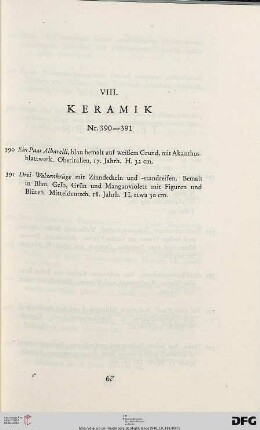 VIII. Keramik (Nr. 390-391)