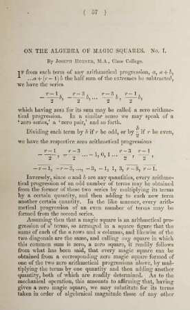 On the algebra of magic squares. No. I.