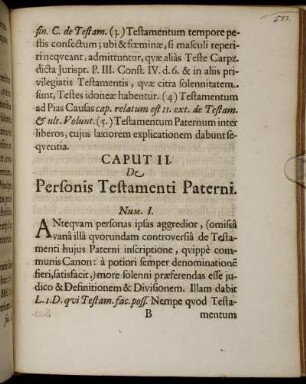 Caput II. De Personis Testamenti Paterni.