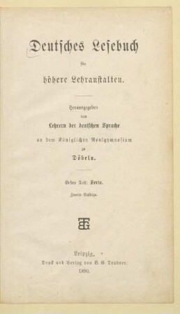 Teil 1 = Sexta, [Schülerband]: [Teil 1 = Sexta, [Schülerband]]