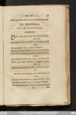 Der Eifersüchtige, eine Verwandelung.