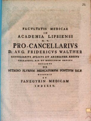 [Programma quo] de nitroso plurium medicatorum fontium sale disserit