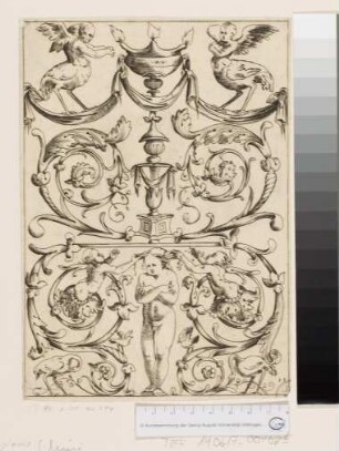 Ornament mit Kandelaber, dreiflammig