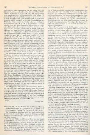 547-549 [Rezension] Johansson, Nils, Woman and the Church's Ministry