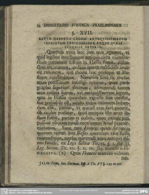 §. XVII. Ratio Habenda Legum Antiquissimarum Speciatim Legis Salica Atque Iuris Saxonici Veteris