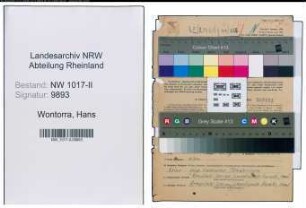 Entnazifizierung Hans Wontorra , geb. 26.02.1892 (Kaufmann)