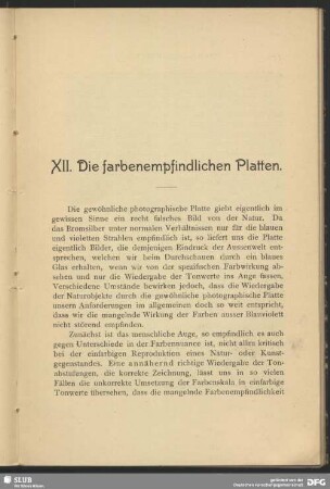 XII. Die farbenempfindlichen Platten