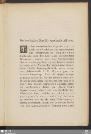 Weitere Rathschläge für angehende Athleten