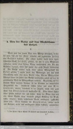 I. Von der Natur und dem Wachsthume des Holzes
