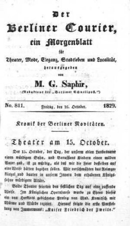 No. 811, Freitag, den 16. October 1829