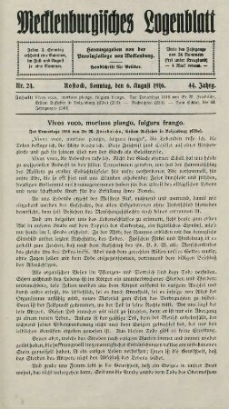 Nr. 24. Rostock, Sonntag, den 6. August 1916.
