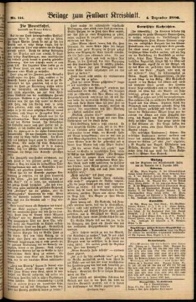 Zweite Ausgabe vom Samstag, den 04. Dezember 1886.