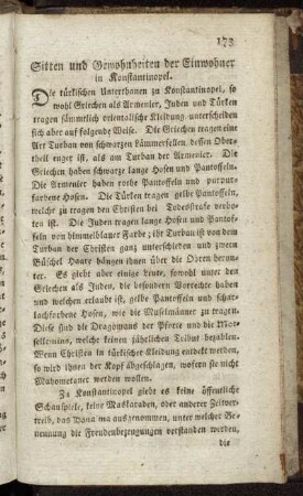 Sitten und Gewohnheiten der Einwohner in Konstantinopel.