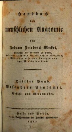 Handbuch der menschlichen Anatomie, 3. Besondere Anatomie