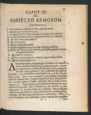 Caput III. De Subiecto Armorum.