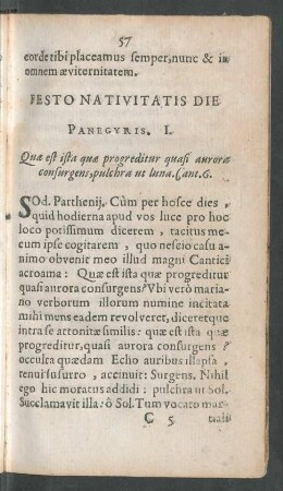 Festo Nativitatis Die Panegyris I