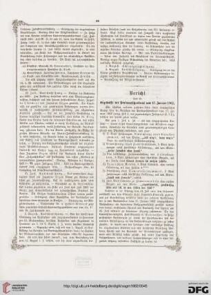Bericht über die Ergebnisse des Preisausschreibens vom 17. Januar 1862