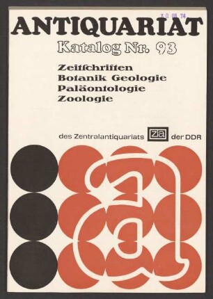 Nr. 93: Zeitschriften Botanik, Geologie, Paläontologie, Zoologie