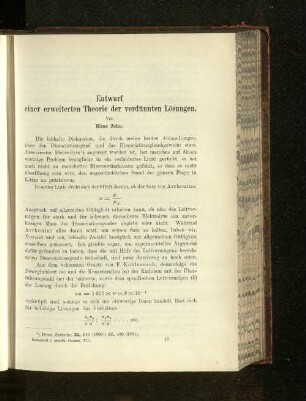Entwurf einer erweiterten Theorie der verdünnten Lösungen.