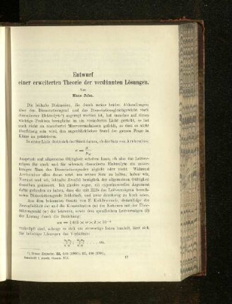 Entwurf einer erweiterten Theorie der verdünnten Lösungen.