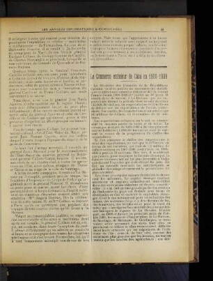 Le Commerce extérieur de Cuba en 1908-1909