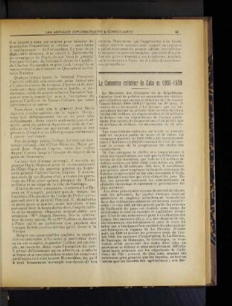 Le Commerce extérieur de Cuba en 1908-1909