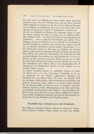 Die politische Lage in Finnland und die Hilfe Deutschlands