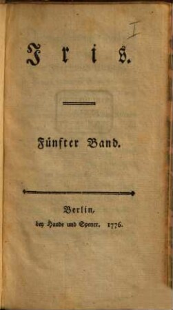 Iris : Vierteljahresschrift für Frauenzimmer. 5. 1776