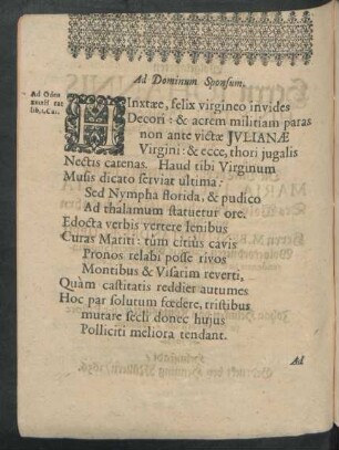 Ad Dominum Sponsum.