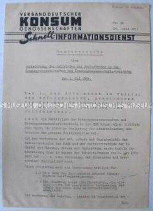 Informationsdienst des Verbandes Deutscher Konsum- Genossenschaften zur Aktivistenbewegung