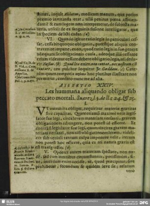 Assertio XXIV. [XXVI.] Lex hummana aliquando obligat sub peccato mortali