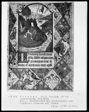 Lateinisches Gebetbuch mit französischem Kalender — Johannes auf Patmos