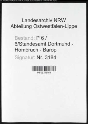 Sterberegister Standesamt Dortmund-Hombruch-Barop (XXIV)