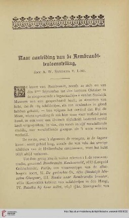 Naar aanleiding van de Rembrandt-tentoonstelling