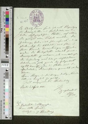 Brief an Otto Speckter