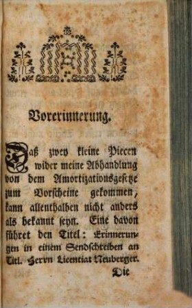Johann Georgs Neubergers, Juris utriusque Licentiati, Abfertigung des Erinnerers und des aufrichtigen Authors