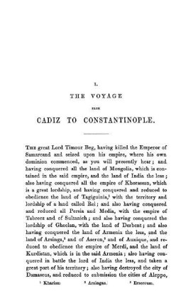 I. The voyage from Cadiz to Constantinople.