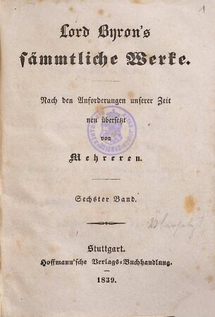 Lord Byron's sämmtliche Werke, 6